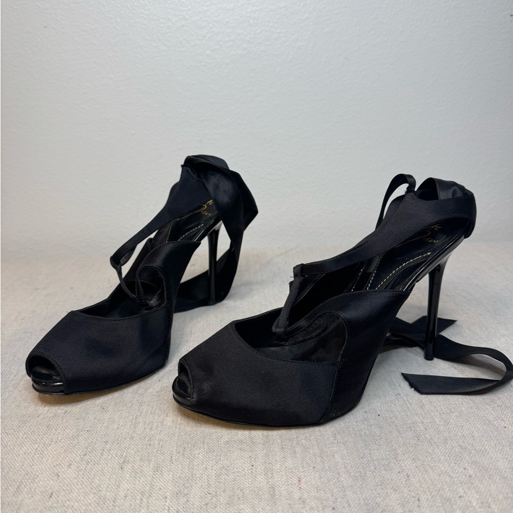 Zac Posen Black Satin Women's Heels - Picture 7 of 12